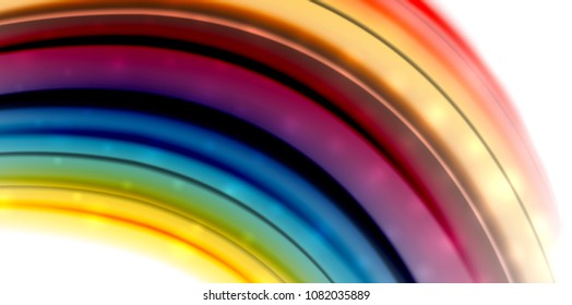 Ola de movimiento de flujo abstracto, mezcla de colores líquidos, fondo abstracto vectorial con efecto de puntos de luz