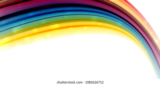 Abstract flowing motion wave, liquid colors mixing, vector abstract background with light dots effect