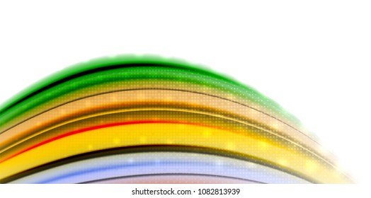 Ola de movimiento de flujo abstracto, mezcla de colores líquidos, fondo abstracto vectorial con efecto de puntos de luz