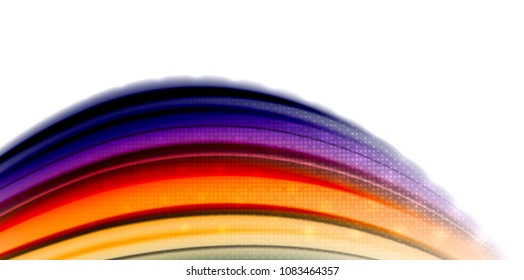 Abstract flowing motion wave, liquid colors mixing, vector abstract background with light dots effect