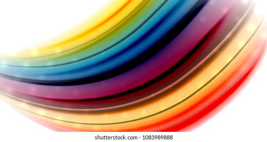 Ola de movimiento de flujo abstracto, mezcla de colores líquidos, fondo abstracto vectorial con efecto de puntos de luz