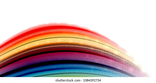 Abstract flowing motion wave, liquid colors mixing, vector abstract background with light dots effect