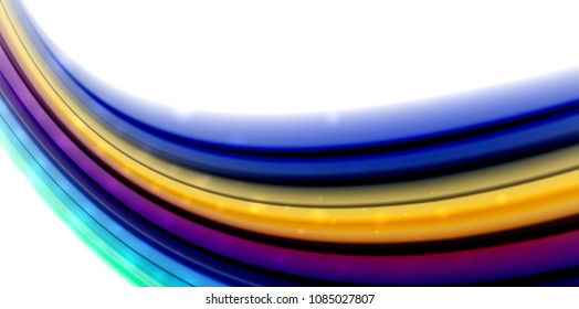 Abstract flowing motion wave, liquid colors mixing, vector abstract background with light dots effect