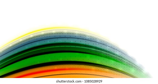 Ola de movimiento de flujo abstracto, mezcla de colores líquidos, fondo abstracto vectorial con efecto de puntos de luz