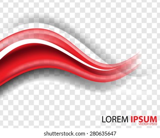 abstract flowing red wave lines embossed on checkered background eps10 vector