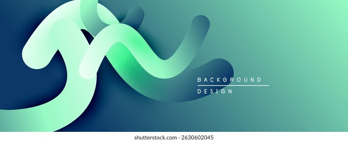 Abstract flowing ribbons, teal hues, modern design. Smooth curves create dynamic visual impact, gradient background.