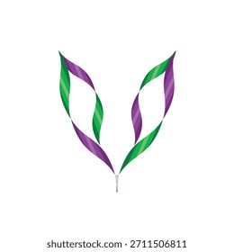 Icono de logotipo de forma de V de Vector de cintas de flujo Abstractas | Diseño minimalista de remolino de hojas para Naturaleza, crecimiento y movimiento dinámico