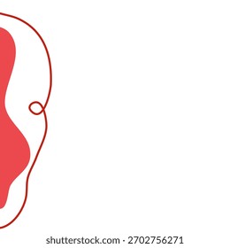 Abstractas forma fluida con color rojo coral y minimalista línea de arte crea elemento de diseño moderno