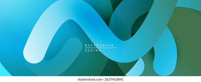 Abstract flowing shapes create dynamic background. Blue, green hues blend seamlessly, offering modern aesthetic. Minimalist design.