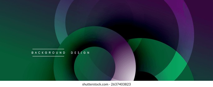 Abstract flowing shapes, dark background, vibrant colors. Gradient design creates dynamic visual effect. Modern aesthetic.