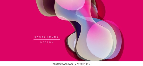 Formas Abstractas que fluyen, fondo rosado. Los Elementos de diseño modernos crean un impacto visual dinámico. Gradientes suaves, curvas suaves.