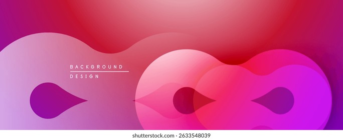 Abstract flowing shapes, pinks, reds create modern background. Minimalist design with gradient effect. Smooth curves dominate composition.