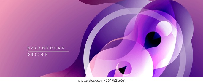 Abstract flowing shapes, purple hues, modern design. Gradient layers create dynamic visual effect. Minimalist composition, smooth transitions.