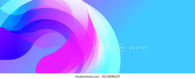 Abstract flowing shapes, vibrant colors blend. Gradient design creates dynamic visual effect. Modern aesthetic, smooth transitions present.