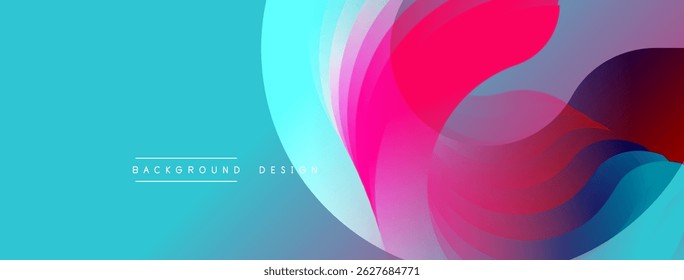 Abstract flowing shapes, vibrant colors, modern design. Gradient background creates dynamic visual effect. Text reads background design.