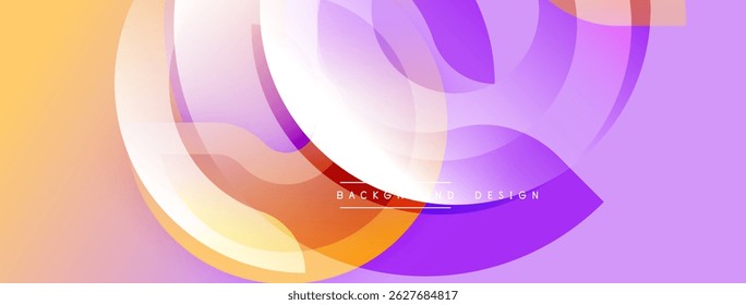 Abstract flowing shapes, vibrant colors blend. Gradient purple, orange hues create dynamic visual effect. Modern design element.
