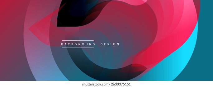 Formas de fluxo abstratas, cores vibrantes. A composição dinâmica cria impacto visual moderno. O texto lê o design do plano de fundo.