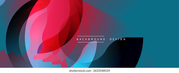 Abstract flowing shapes, vibrant colors. Dynamic composition creates modern visual impact. Background design element.
