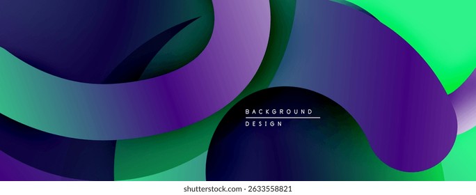 Abstract flowing shapes, vibrant colors, modern design. Gradient layers create depth, dynamic composition. Minimalist aesthetic.