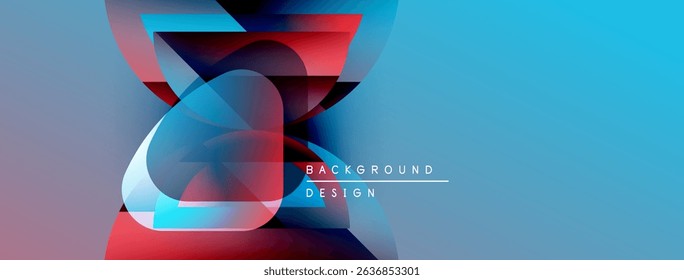 Abstract flowing shapes, vibrant colors, blue, red gradients. Modern design element for backgrounds, presentations. Minimalist aesthetic.