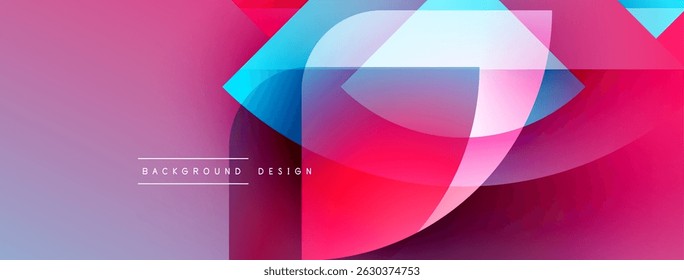Abstract flowing shapes, vibrant pinks, blues, purples create dynamic background. Modern design elements suggest movement, energy.