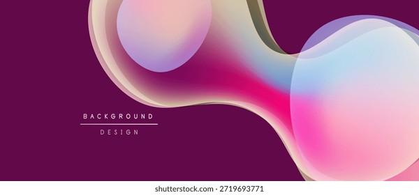 Abstract flowing shapes, vibrant pinks, blues. Modern design with gradient effects. Background suggests dynamic movement, smooth transitions.