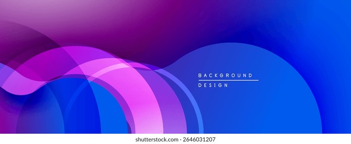 Abstract flowing shapes, vibrant purple, blue hues. Modern design, smooth gradients create dynamic visual effect. Background element.
