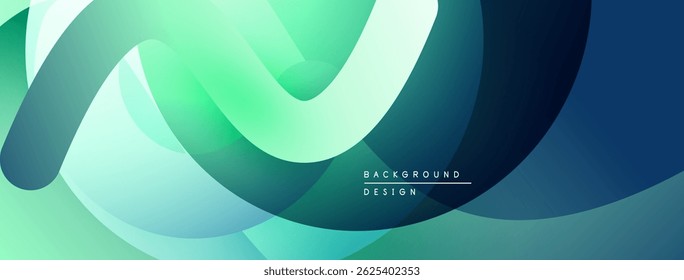 Abstract flowing shapes, vibrant turquoise, green hues. Modern design, smooth gradients create dynamic background. Minimalist aesthetic.