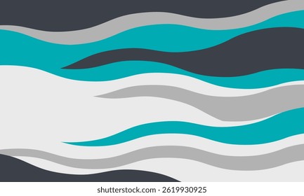 Abstract flowing teal, gray, and dark gray waves.  Stylish, modern design perfect for backgrounds, website headers, presentations, or social media.  Evokes fluidity, movement, and tranquility.