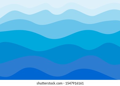 Abstract flowing water wave background vector. Simple background with combination of blue and white color in flat design.