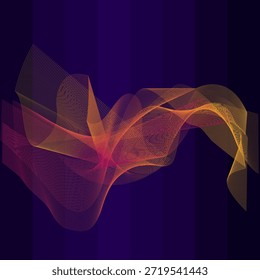 Ilustración de onda fluida Abstractas creada con arte lineal dinámico y Gradientes suaves. Composición digital moderna con curvas de colores sobre un fondo oscuro, apta para fondos, pósters, Fondos de pantalla, branding, presentaciones y proyectos de diseño contemporáneo.