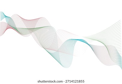 Abstract flowing wave lines background with smooth curves and gradient colors. Modern minimal line art symbolizing motion, sound waves, data flow, digital technology for business and creative design