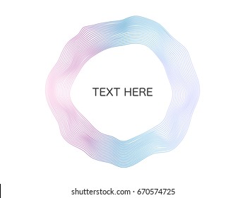 Abstract flowing wave lines circle frame with colorful soft tone color palette for design element, background