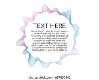Abstract flowing wave lines circle frame with colorful soft tone color palette for design element on white background