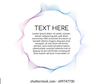 Abstract flowing wave lines circle frame with colorful soft tone color palette for design element on white background