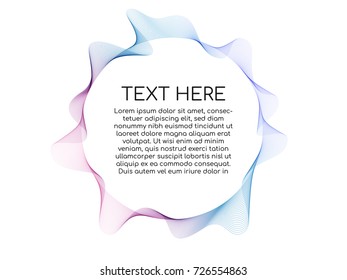 Abstract flowing wave lines circle frame with colorful soft tone color palette for design element on white background