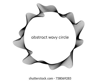 Abstract flowing wave lines circle frame with space for text isolated on white background. For design element. for technology or music concept.