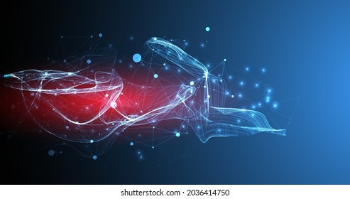 Abstract flowing wave lines. Design element for technology, science, modern concept.