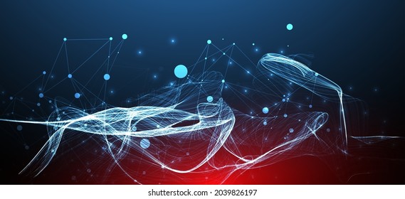 Abstract flowing wave lines. Design element for technology, science, modern concept.