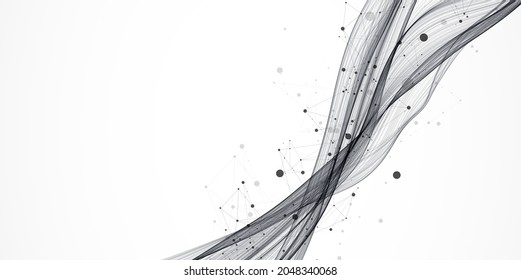 Abstract flowing wave lines. Design element for technology, science, modern concept.