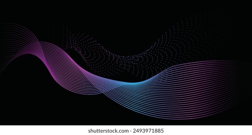 Abstract flowing wave lines. Digital future technology concept. Vector illustration