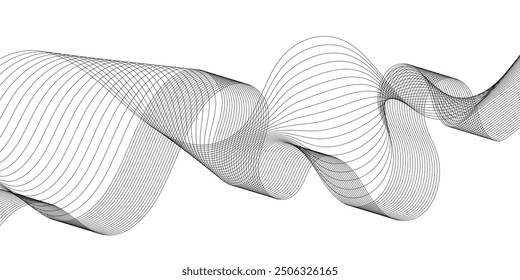 Abstract flowing wave lines. Digital frequency equalizer. digital Stylized line art background. Vector