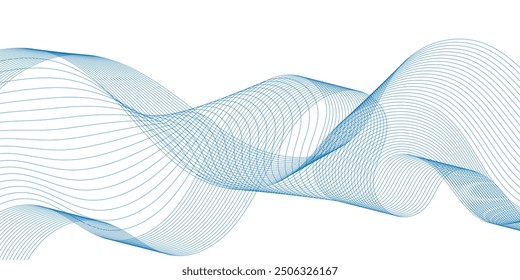 Abstract flowing wave lines. Digital frequency equalizer. digital Stylized line art background. Vector