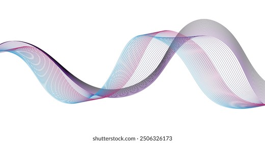 Abstract flowing wave lines. Digital frequency equalizer. digital Stylized line art background. Vector