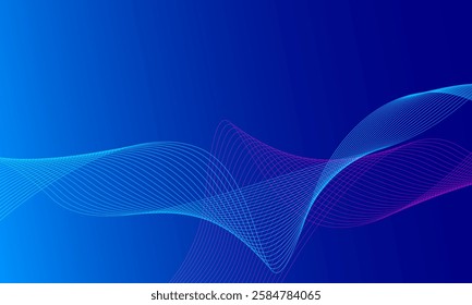 Abstract flowing wave lines on blue background. Vector illustration