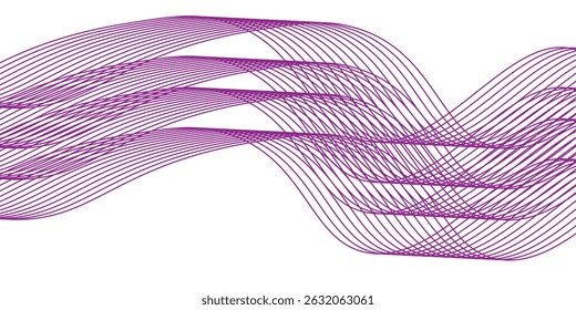 Abstract Flowing Wave Lines on White. Smooth Fluid Lines Abstract Art for background