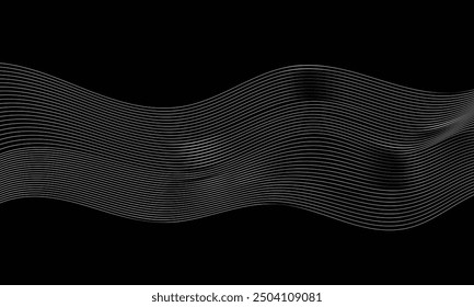 Abstrakte fließende Wellenlinien Oberfläche auf schwarzem Hintergrund für Design-Element, Banner, etc
