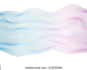 Abstract flowing wave lines surface with colorful soft tone color palette on white background for design element, banner, background