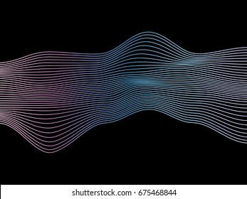 Abstract flowing wave lines surface with colorful soft tone color palette on black background for design element, banner, etc