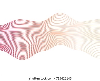 Abstract flowing wave lines surface with colorful soft tone color palette on black background for design element, banner, background